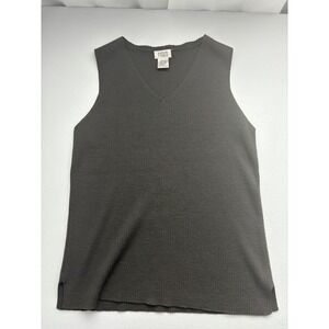 Eileen Fisher Wool Knit Tank Top Sleeveless V Neck Casual Brown Size S